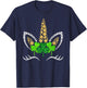 Unicorn Face Girls Kids St Patricks Day Irish Shamrock Women T-Shirt - T-Shirt | Navy