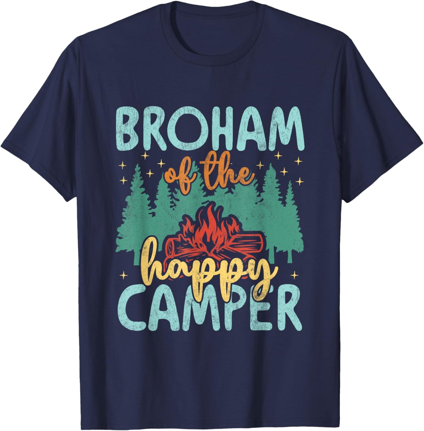 Broham of Happy Camper 1st Birthday Party Retro Broham T-Shirt - T-Shirt | Navy