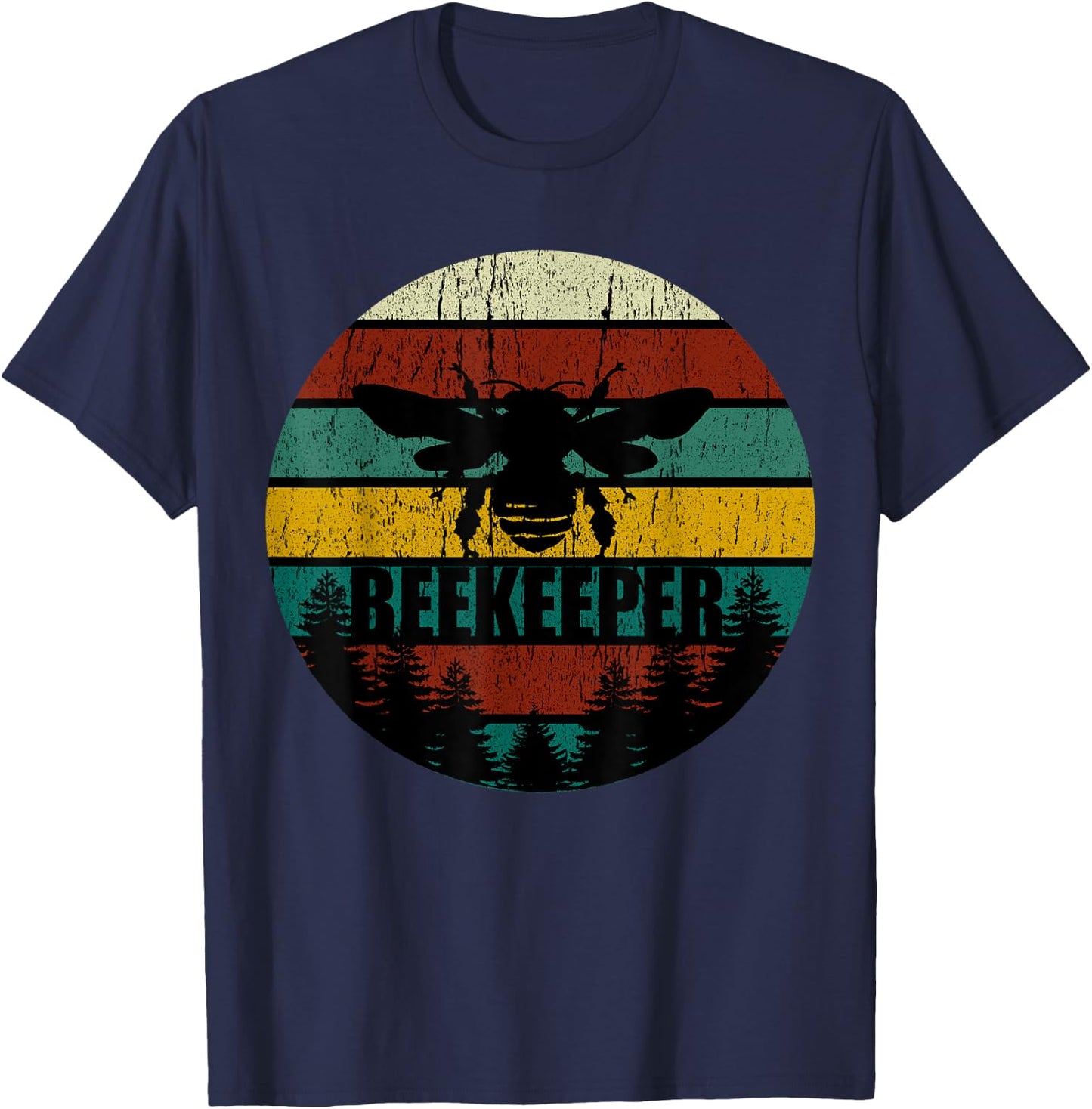 Retro Vintage Beekeeper Beekeeping Bee Gift T-Shirt - T-Shirt | Navy