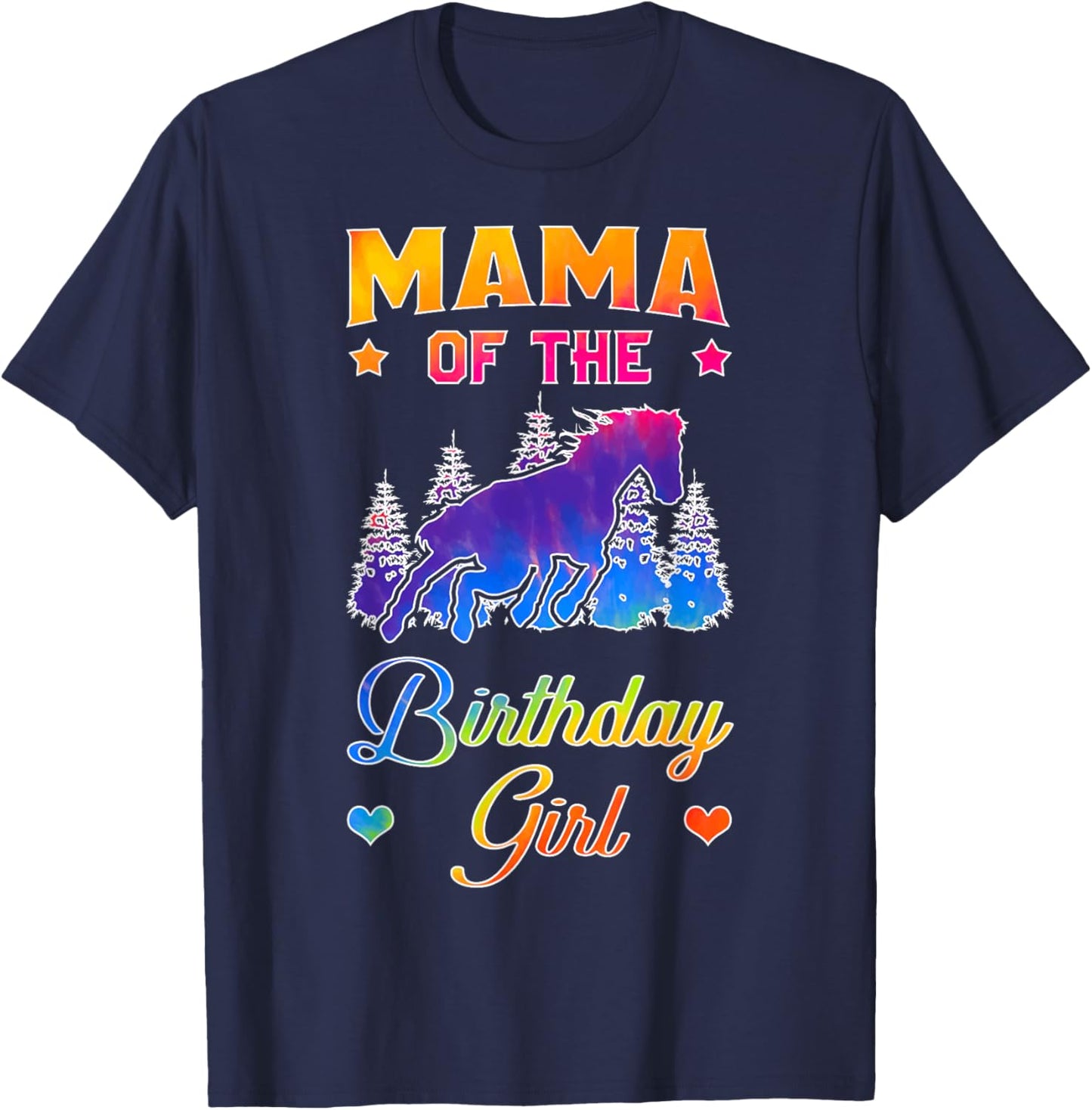 Mama Of The Birthday Girl Horse Family Bday Party T-Shirt - T-Shirt | Navy