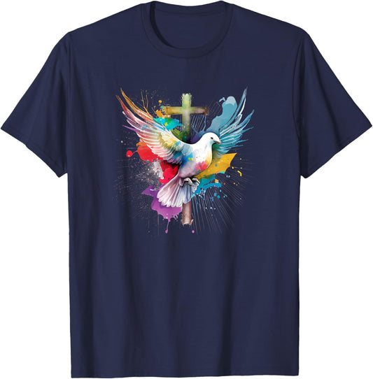 Holy Spirit Dove Praise Jesus Pentecost T-Shirt - T-Shirt | Navy
