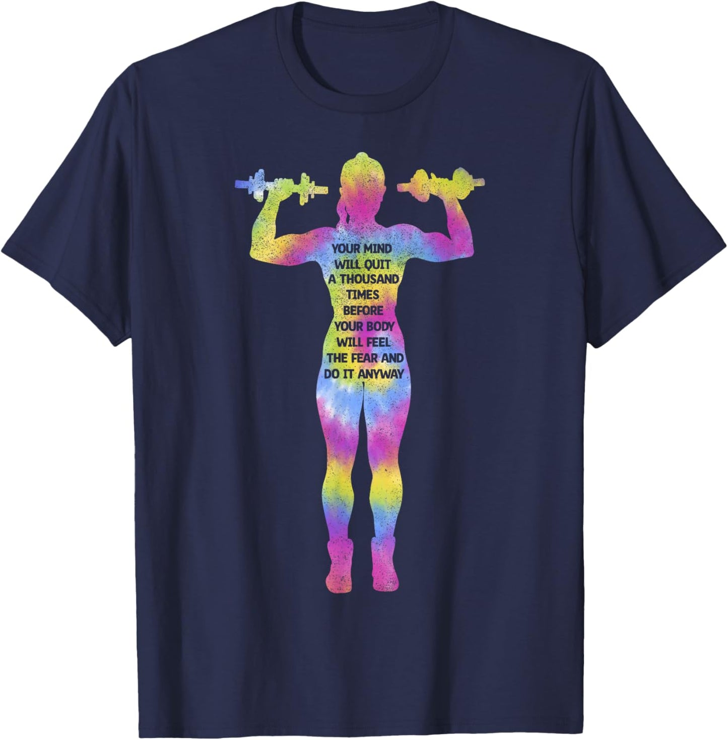 Motivating Fitness Woman Bodybuilding Gym Tie Dye Workout T-Shirt - T-Shirt | Navy