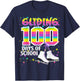 Gliding 100 days of School Kids Teachers Ice Skating 100 Day T-Shirt - T-Shirt | Navy