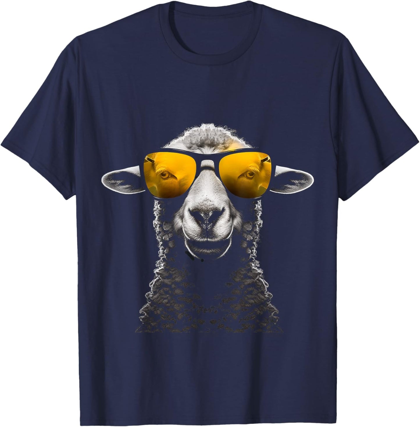 Sheep Sunglass Art Animal Illustration Graphic Sheep T-Shirt - T-Shirt | Navy