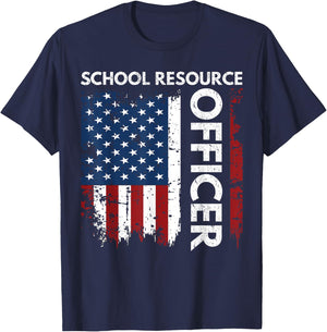 Funny School Resource Officer Gift SRO USA Flag Men T-Shirt - T-Shirt | Navy