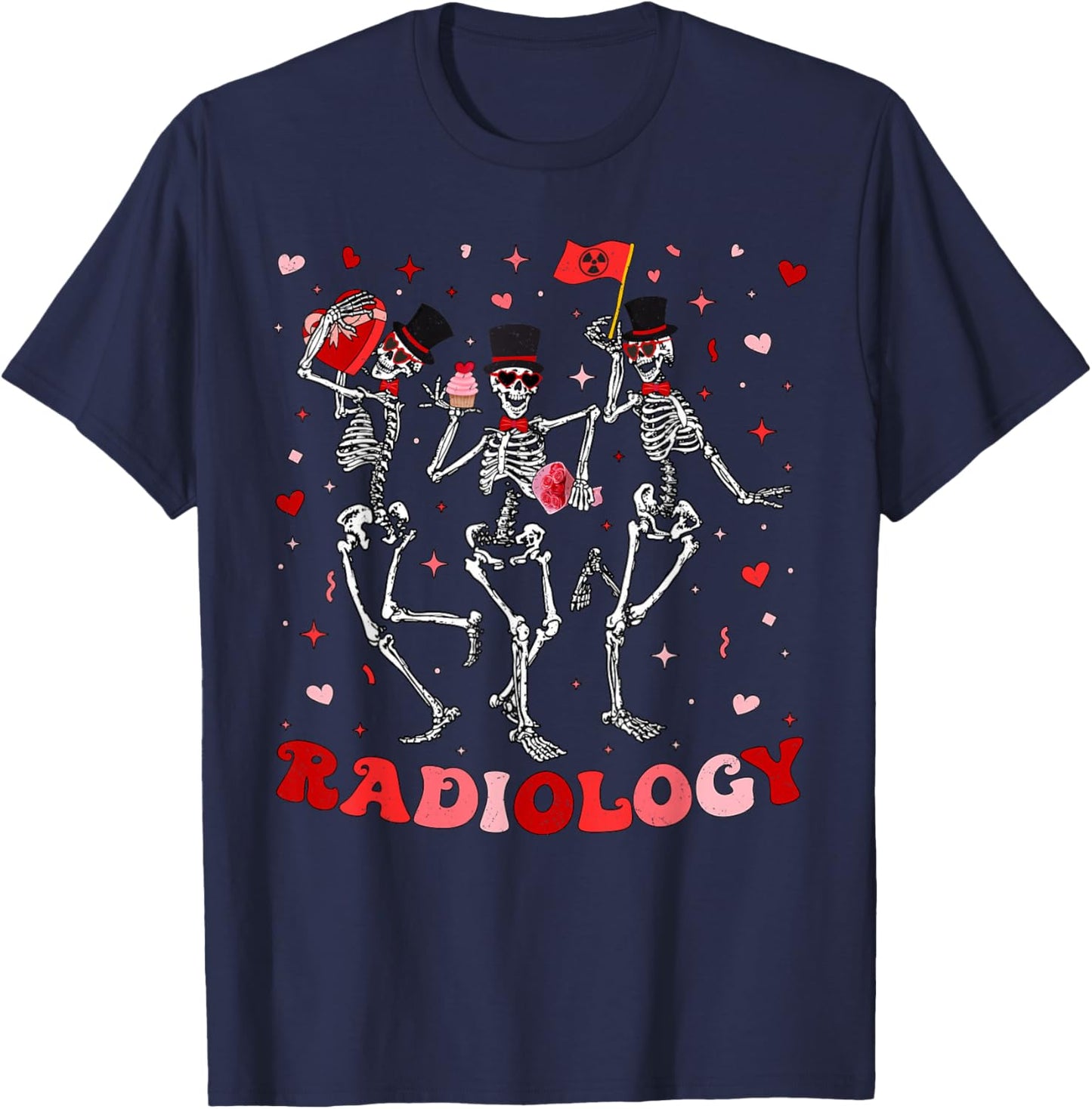 Dancing Skeleton Radiology Valentines RAD Tech X-ray Tech T-Shirt - T-Shirt | Navy