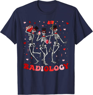 Dancing Skeleton Radiology Valentines RAD Tech X-ray Tech T-Shirt - T-Shirt | Navy