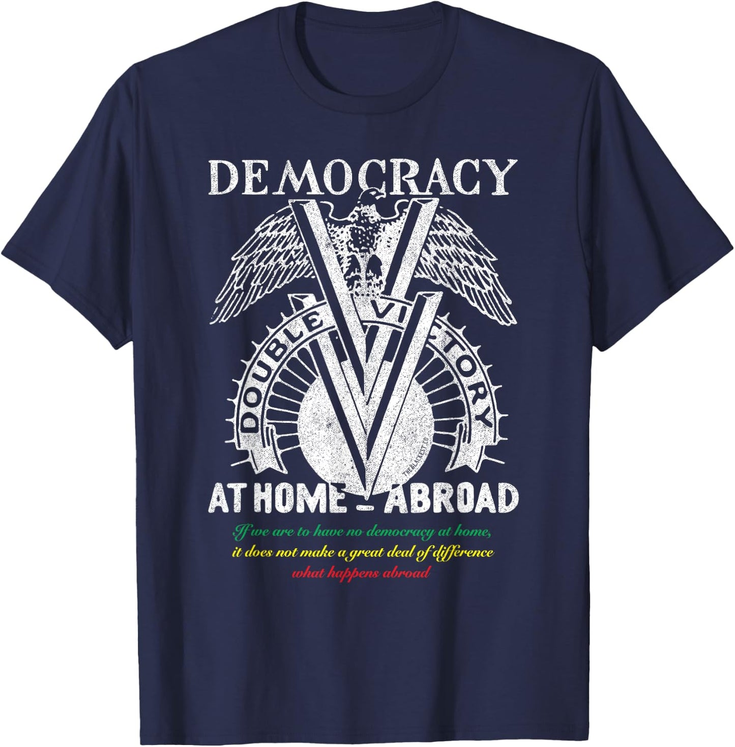 Double V Campaign Retro Vintage Black History Soldiers WWII T-Shirt - T-Shirt | Navy