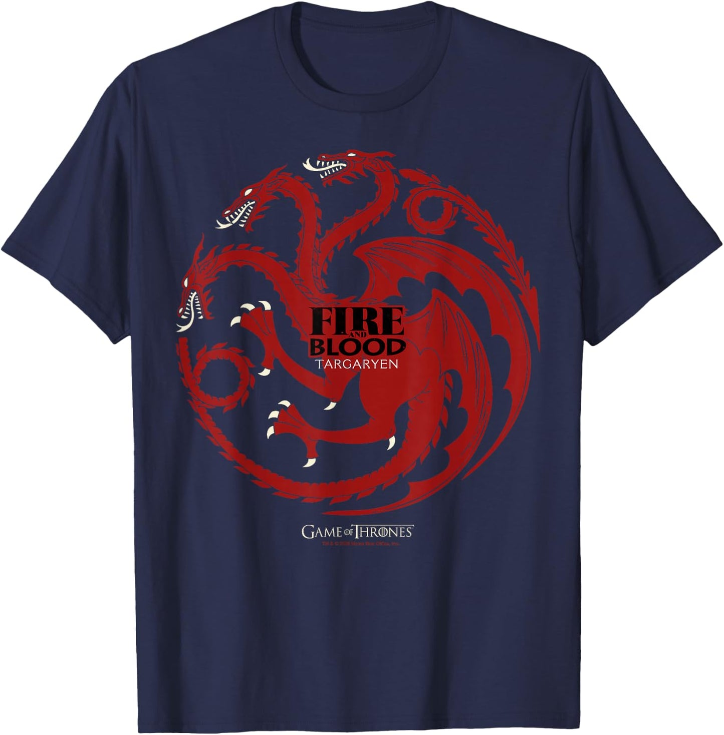 Game Of Thrones Fire And Blood Targaryen Sigil T-Shirt - T-Shirt | Navy