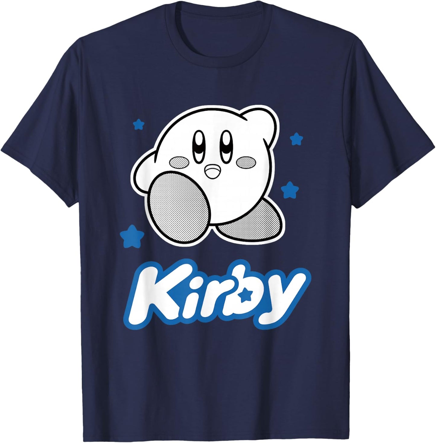 Kirby Blue Stars Big Character Portrait T-Shirt - T-Shirt | Navy