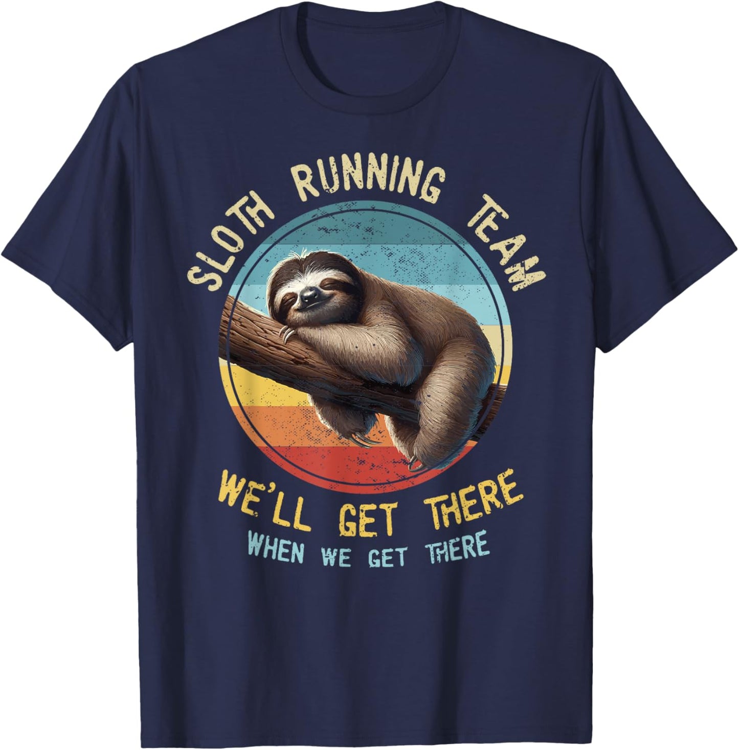 Sloth Running Team Run Funny Marathon Runner Cross Country T-Shirt - T-Shirt | Navy