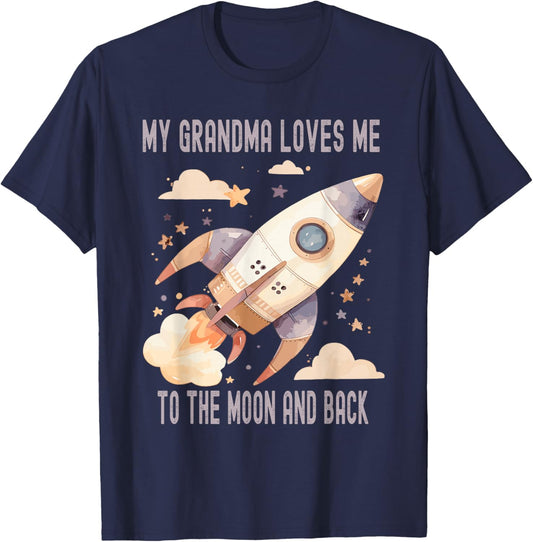 My Grandma Loves Me To The Moon And Back T-Shirt - T-Shirt | Navy