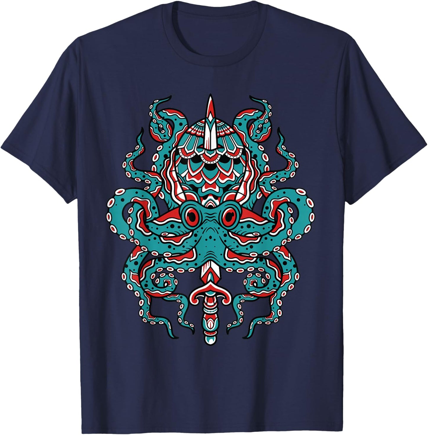 Vintage Octopus Traditional Tattoo Flash Alternative Inked T-Shirt - T-Shirt | Navy