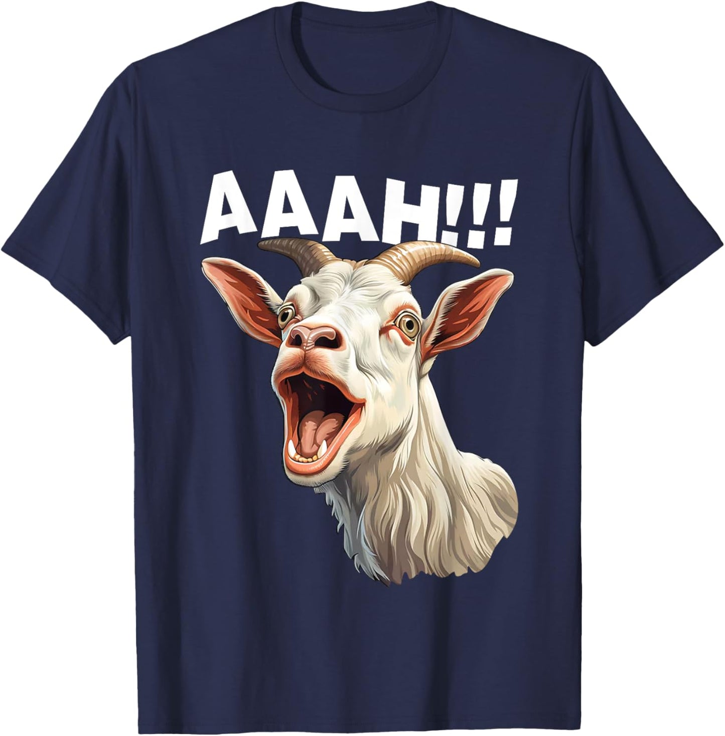 Halloween Screaming Goat AAAH!!! - Funny Crazy Goat T-Shirt - T-Shirt | Navy