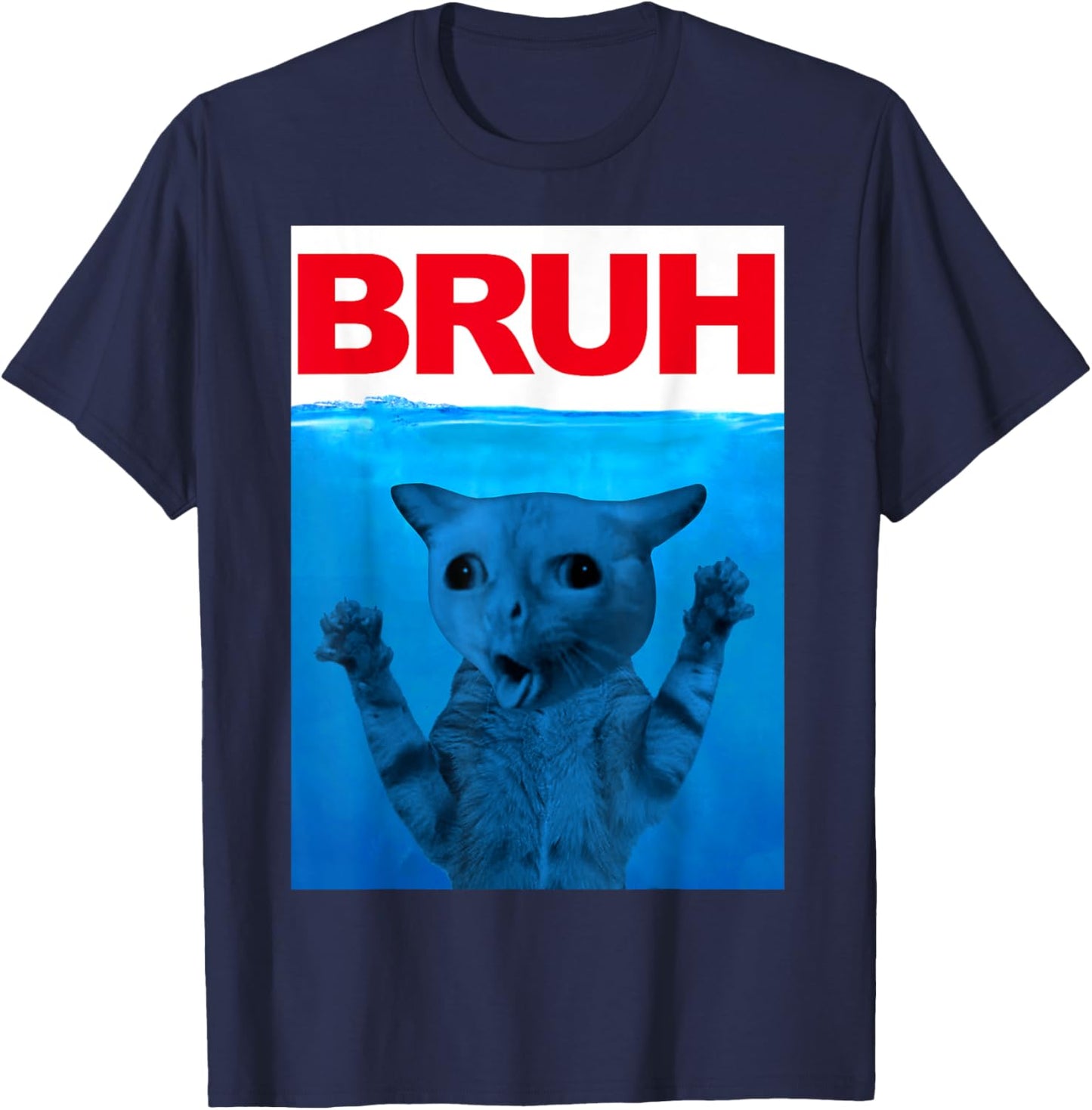 Bruh Meme Funny Saying Brother Greeting Teens Boys Bruh Cat T-Shirt - T-Shirt | Navy