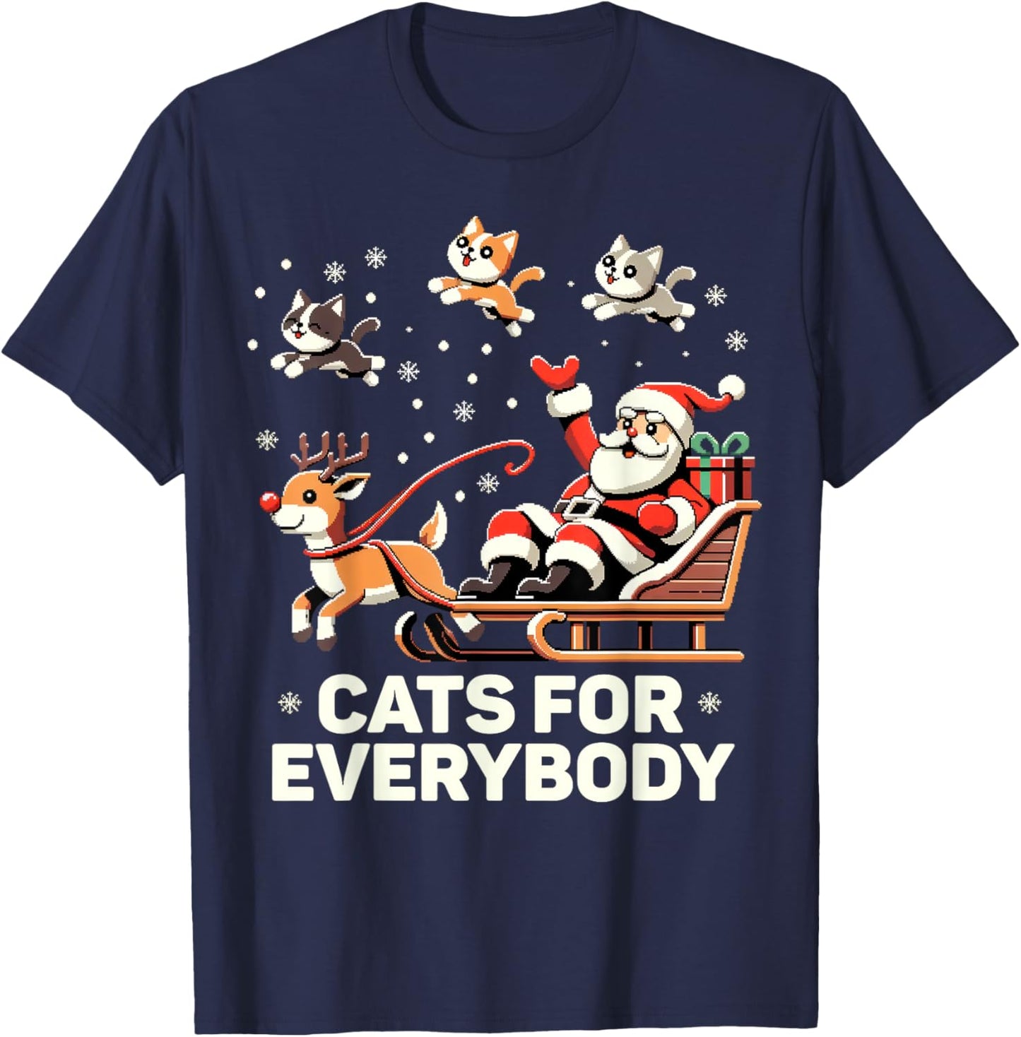 Cats For Everybody - Funny Christmas Cat Xmas Women Santa T-Shirt - T-Shirt | Navy