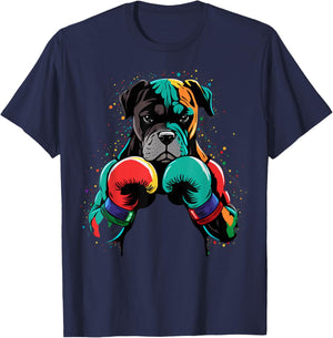 Funny Kickboxing or Boxing Boxer Dog Men Women Kids T-Shirt - T-Shirt | Navy