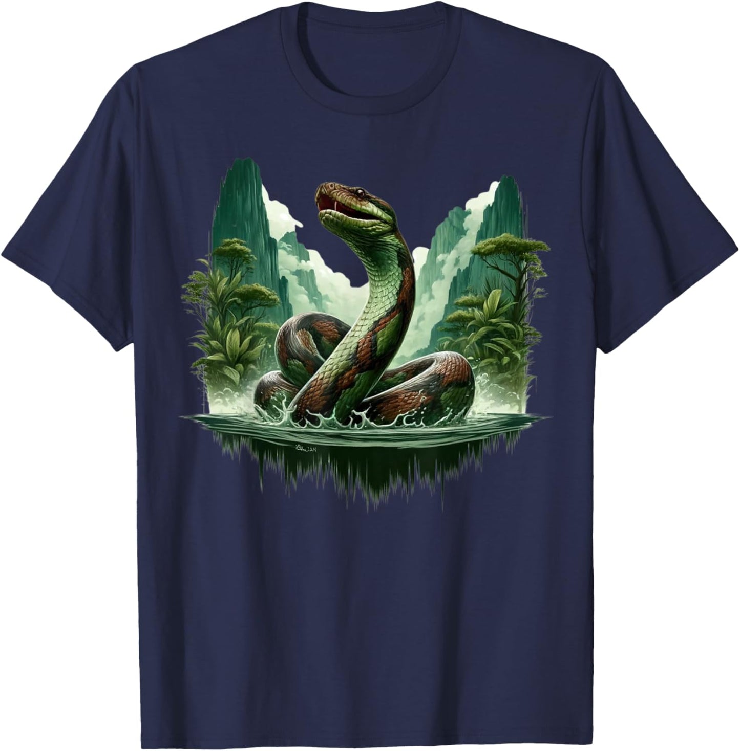 Titanoboa Prehistoric Monster Snake Anaconda Boa T-Shirt - T-Shirt | Navy