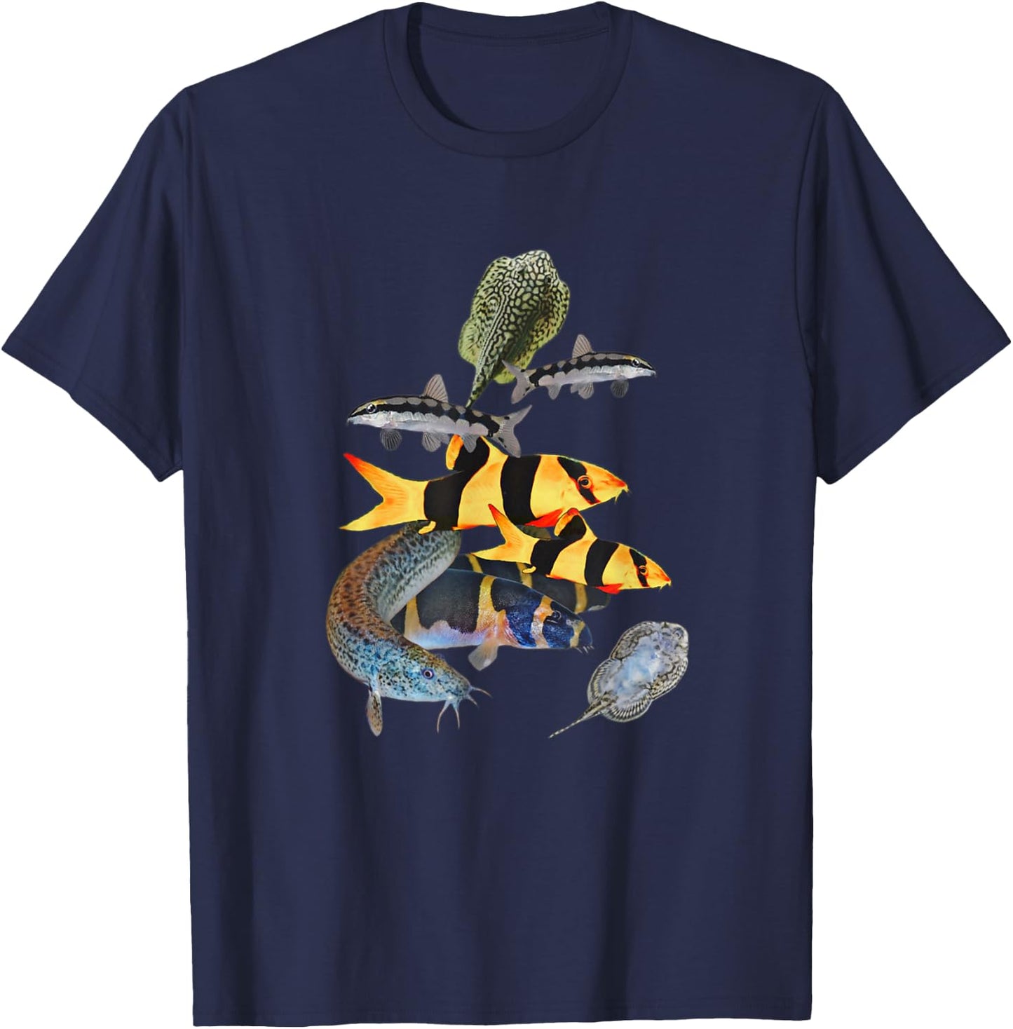 Aquarium Loaches Hillstream Dojo Clown Khuli Loach Fish Tank T-Shirt - T-Shirt | Navy