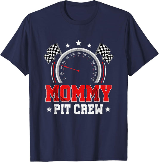 Mommy Pit Crew Race Car Birthday Party Racing Family T-Shirt - T-Shirt | Navy