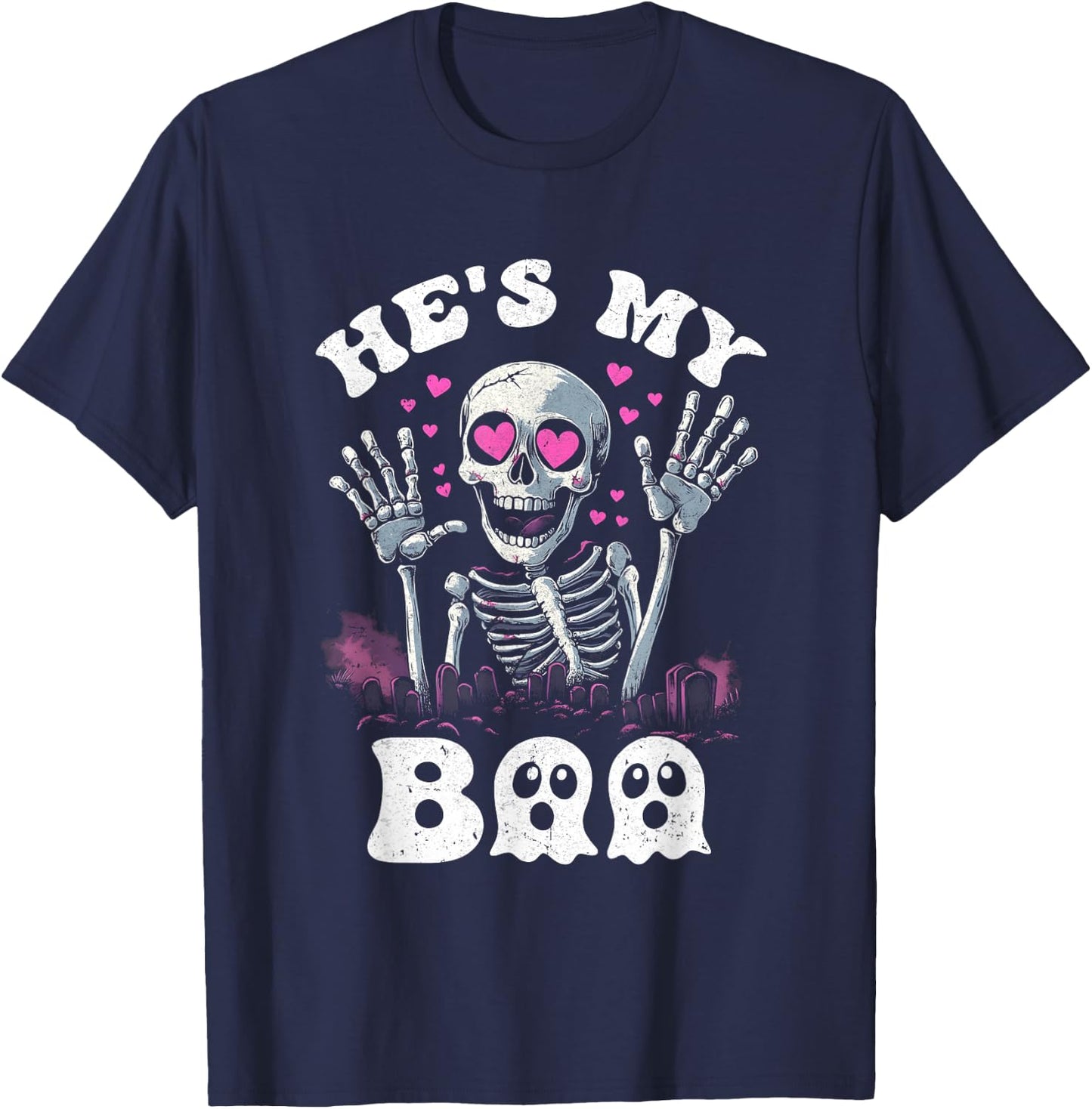 He's My Boo Matching Halloween Costume Couples She's My Boo T-Shirt - T-Shirt | Navy