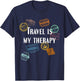 Travel Is my Therapy Distressed World Traveler Passport T-Shirt - T-Shirt | Navy