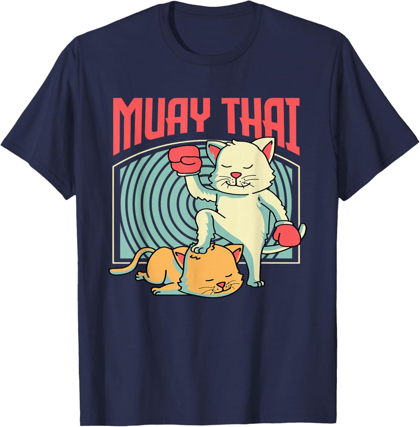 Muay Thai Cat Kitten Thai Boxer Kickboxing Cat Lover T-Shirt - T-Shirt | Navy