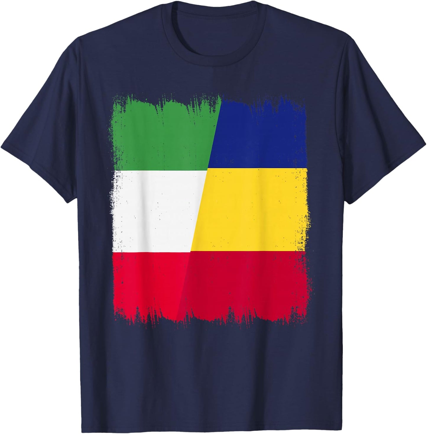 Italy Romania Half Flag Italian Romanian Heritage T-Shirt - T-Shirt | Navy