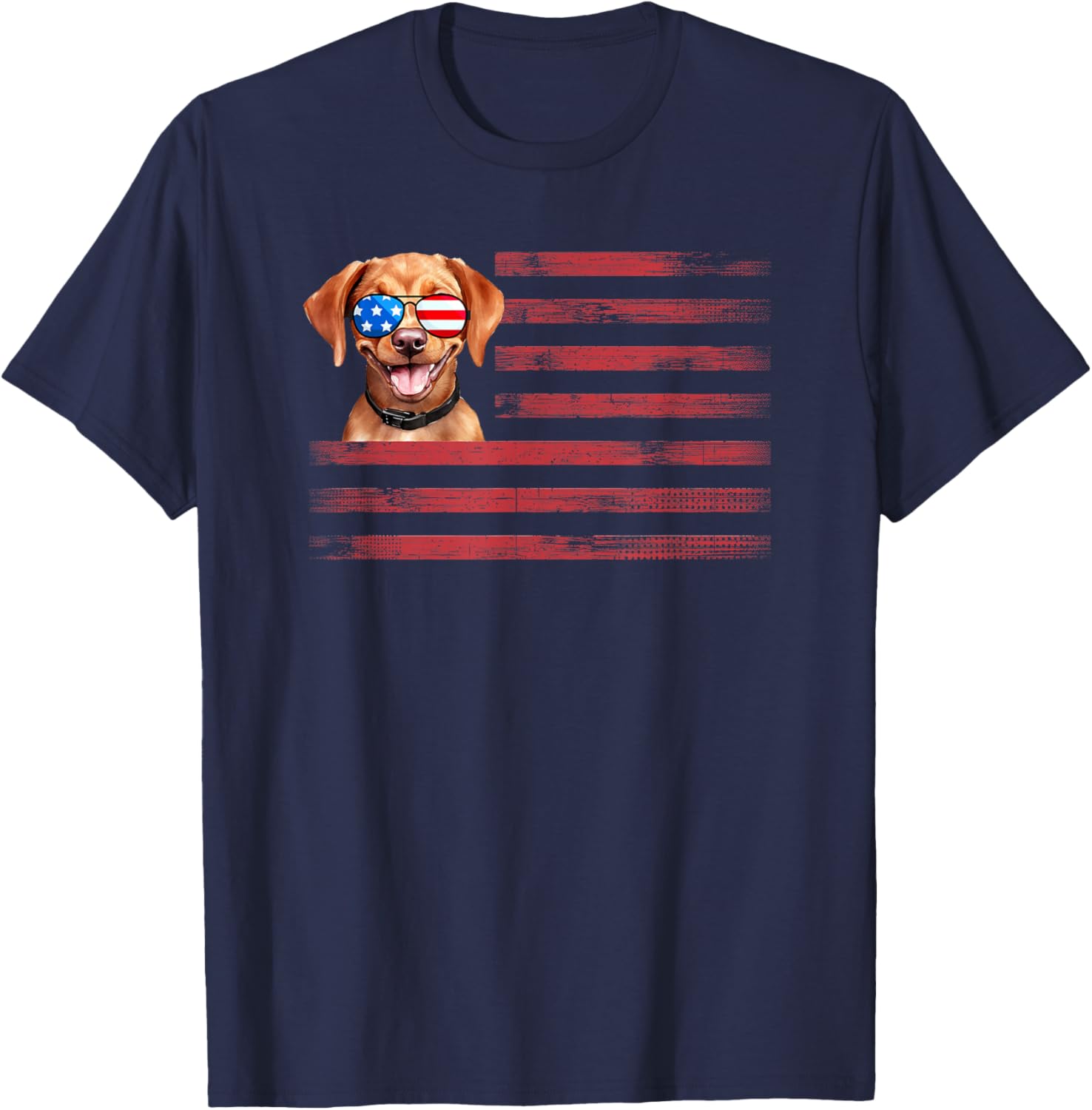 Fox Red Lab Mom Dad Flag Labrador Retriever T-Shirt - T-Shirt | Navy
