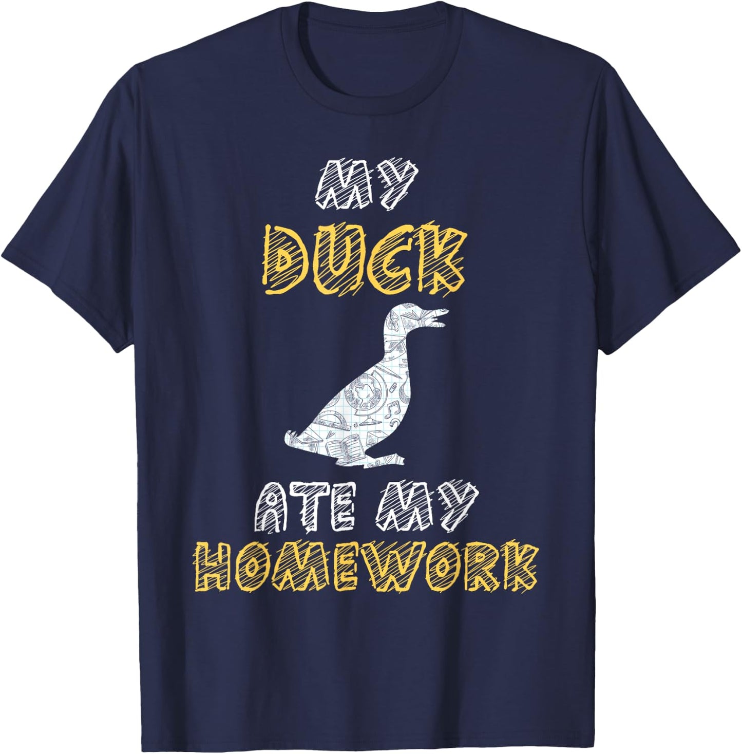 My Duck Ate My Homework Mallard Dipper Kid Back To School T-Shirt - T-Shirt | Navy