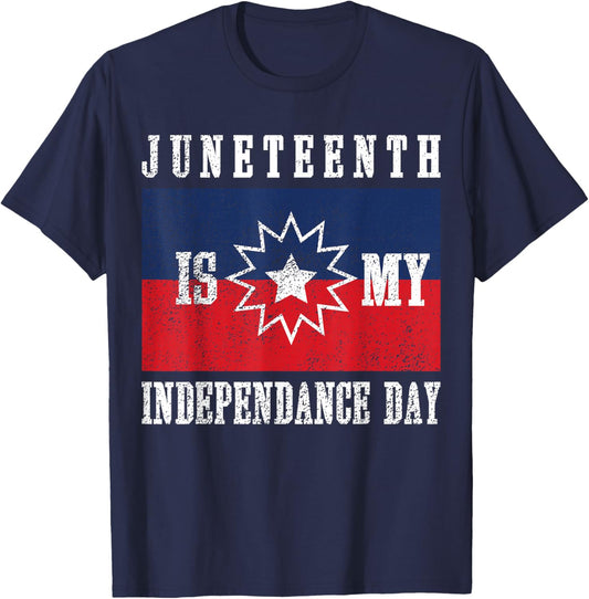 Juneteenth Flag Shirt African American Men Women 4th of July T-Shirt - T-Shirt | Navy