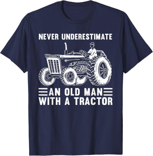 Cool Tractor Design For Grandpa Men Tractor Driver Farming T-Shirt - T-Shirt | Navy