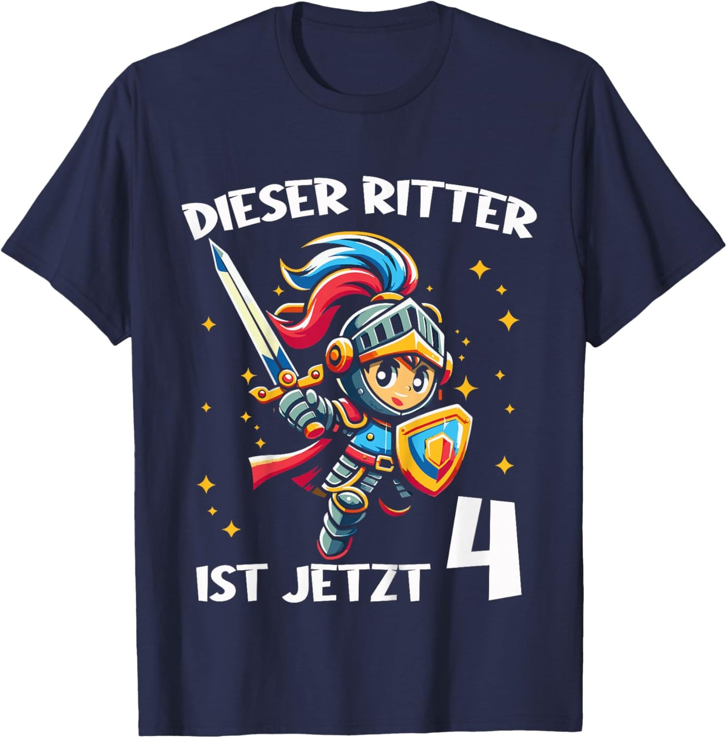 4. Geburtstag Dieser Ritter ist jetzt 4 Jahre Junge T-Shirt - T-Shirt | Navy