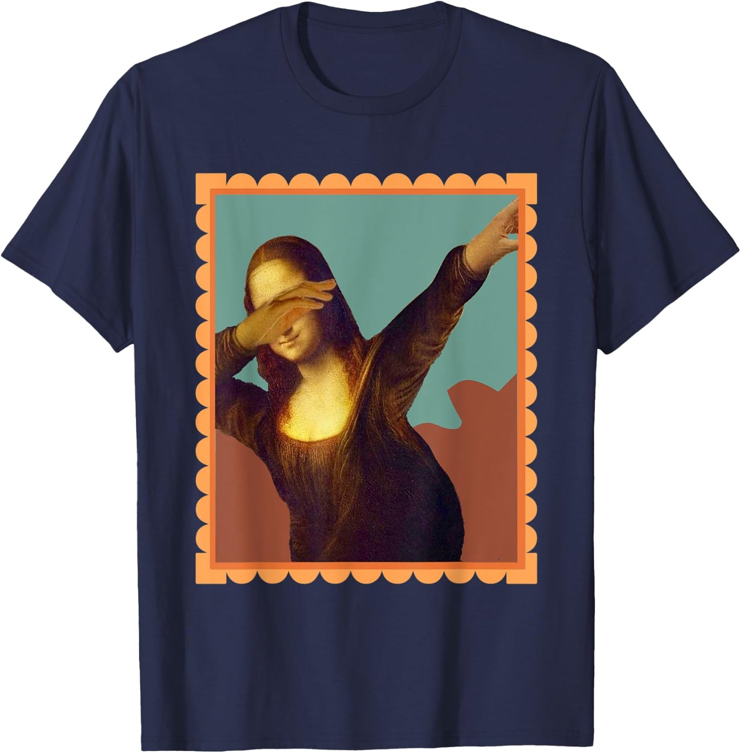Dabbing Mona Lisa Painting Funny Art Teacher Women Kids T-Shirt - T-Shirt | Navy