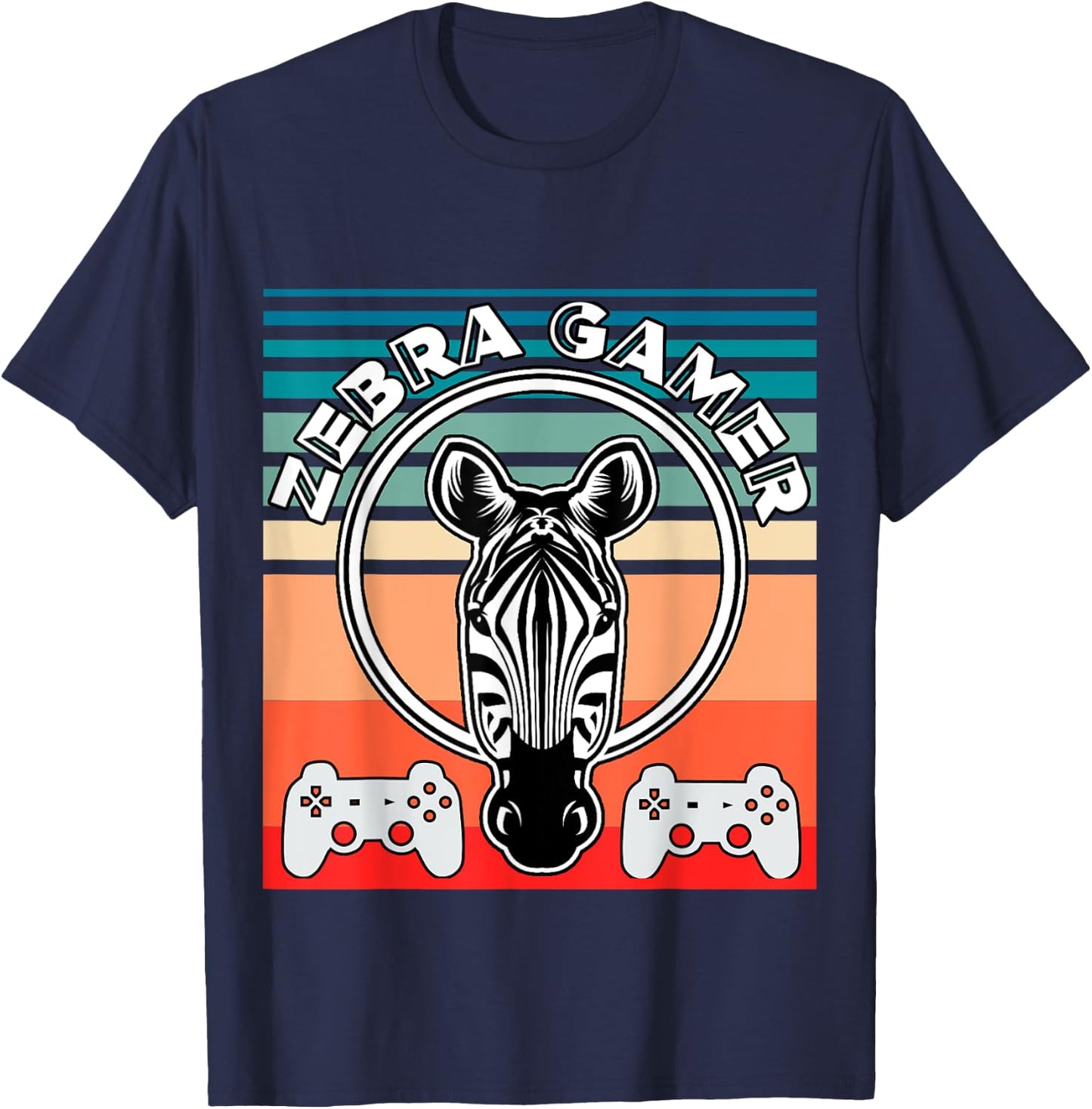 Zebra Gamer Controller Graphic Design For Gamer Kids T-Shirt - T-Shirt | Navy