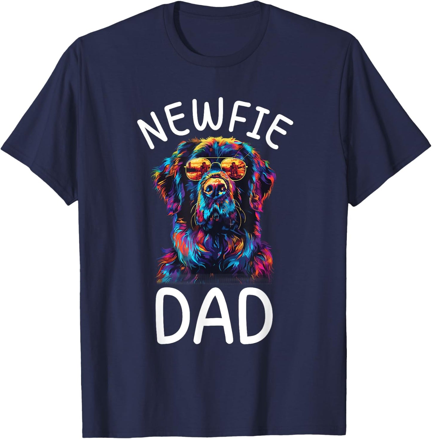 Newfoundland Dad Pop Art Design Newfoundland Dog Lovers T-Shirt - T-Shirt | Navy