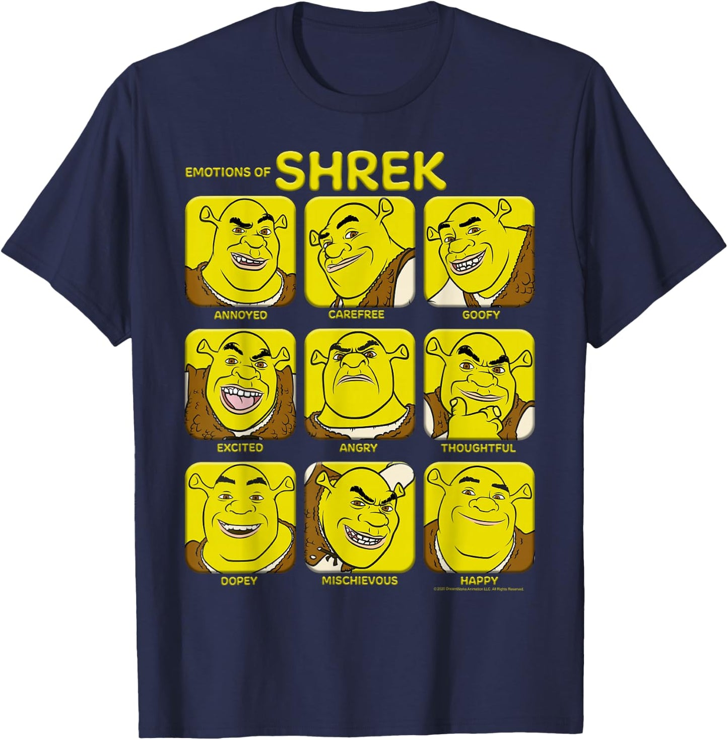 Shrek Emotions of Shrek Box Up T-Shirt - T-Shirt | Navy