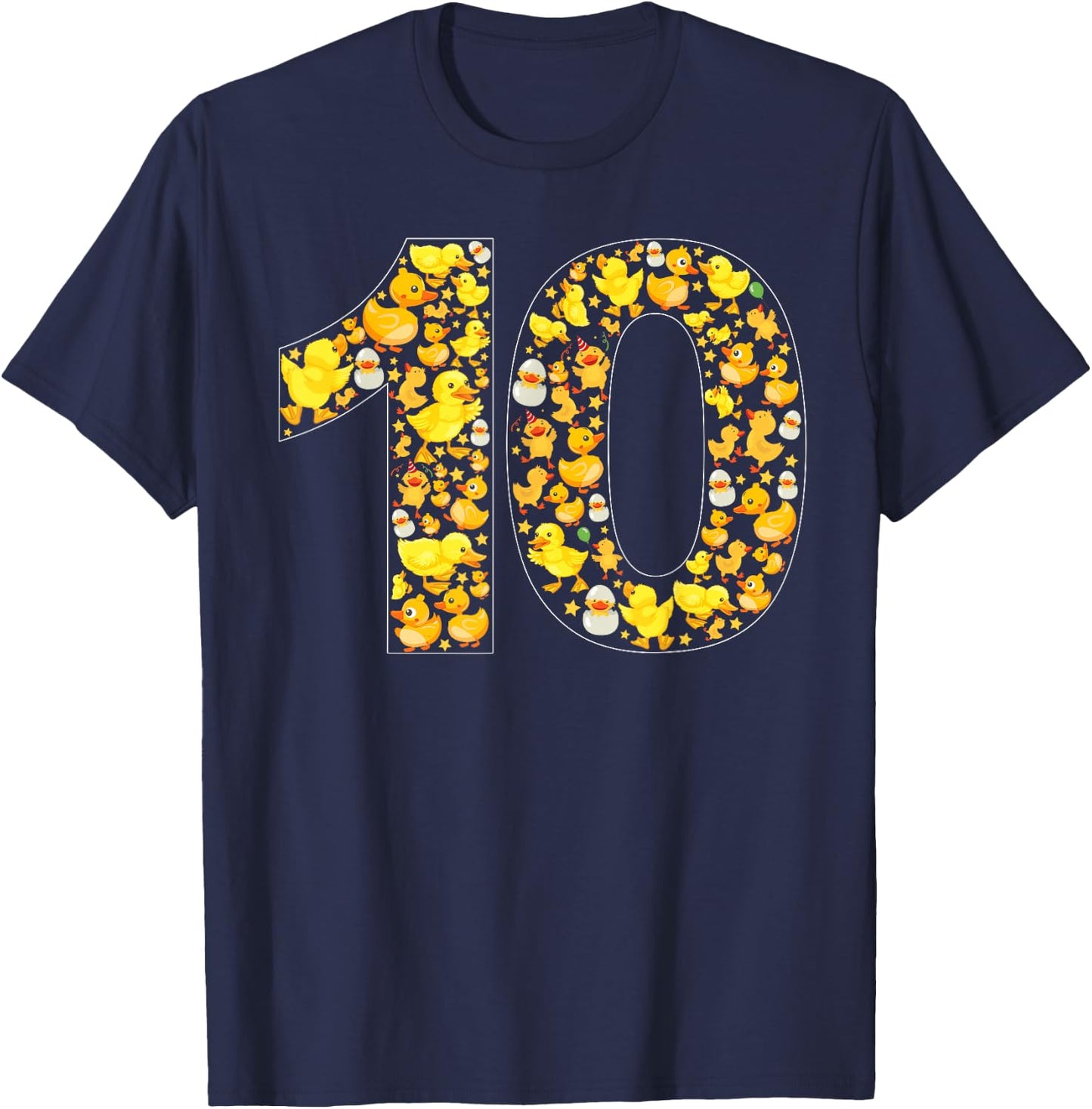 10th Birthday Cute Duck Theme 10 Year Old Boy Girl Birthday T-Shirt - T-Shirt | Navy