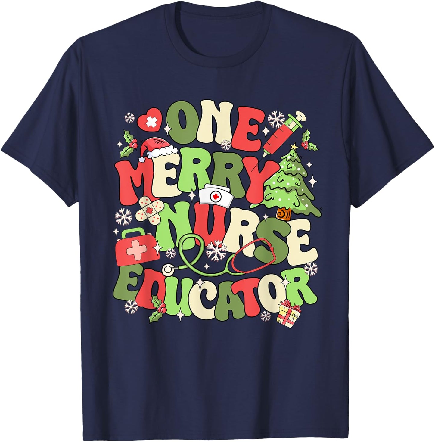 Nurse Educator Christmas Nursing School T-Shirt - T-Shirt | Navy