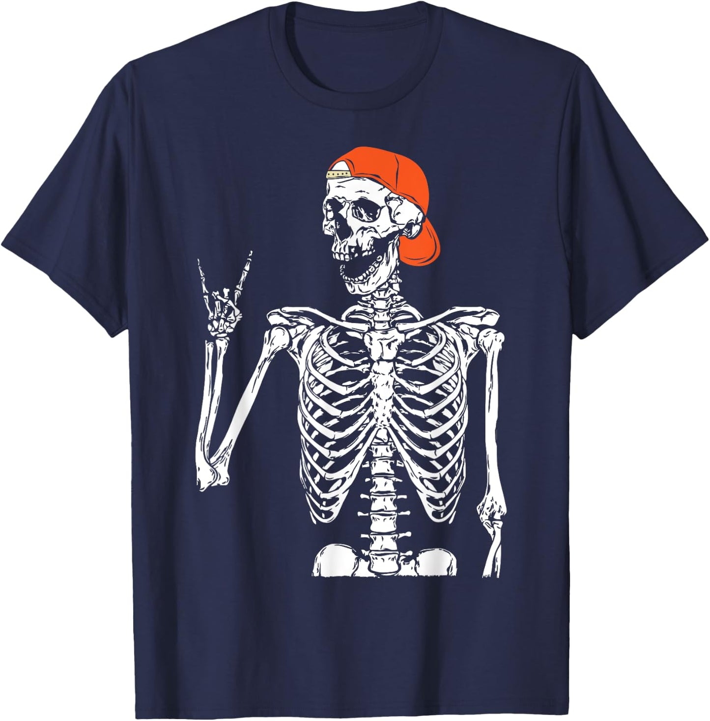 Rocker Skeleton Hand Rock On Costume Funny Halloween Gifts T-Shirt - T-Shirt | Navy