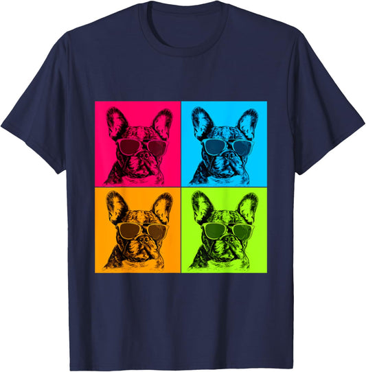 Frenchton Dog Pop Art Design Illustration Colorful Men Women Kids T-Shirt - T-Shirt | Navy