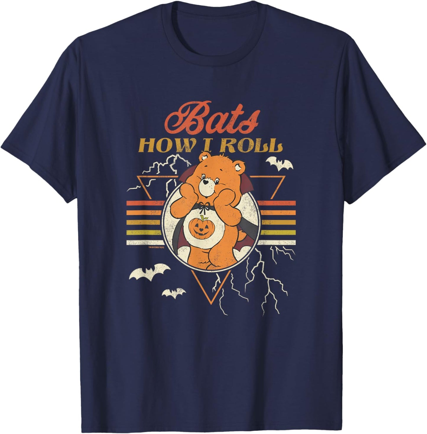 Care Bears Halloween Vintage Bats How I Roll Trick Or Sweet T-Shirt - T-Shirt | Navy