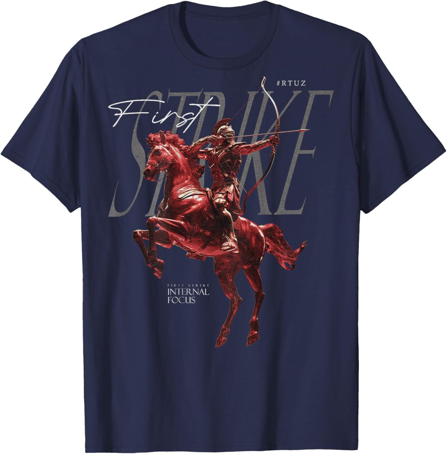 Hip Hop Urban Y2K Retro Vintage Edgy Back Print Streetwear T-Shirt - T-Shirt | Navy