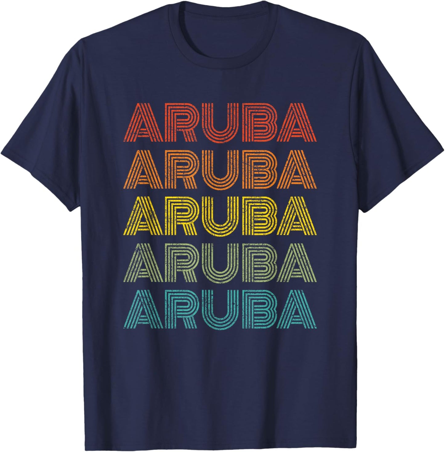Vintage Aruba Cruise Vacation Souvenir Boys Girls Retro Text T-Shirt - T-Shirt | Navy