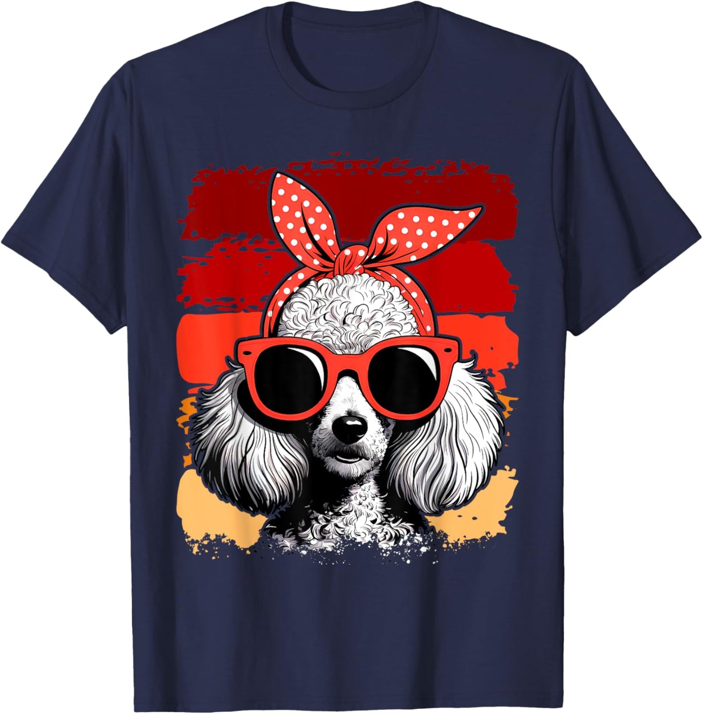 Poodle Dog Mom Bandana Sunglasses Mother's Day T-Shirt - T-Shirt | Navy