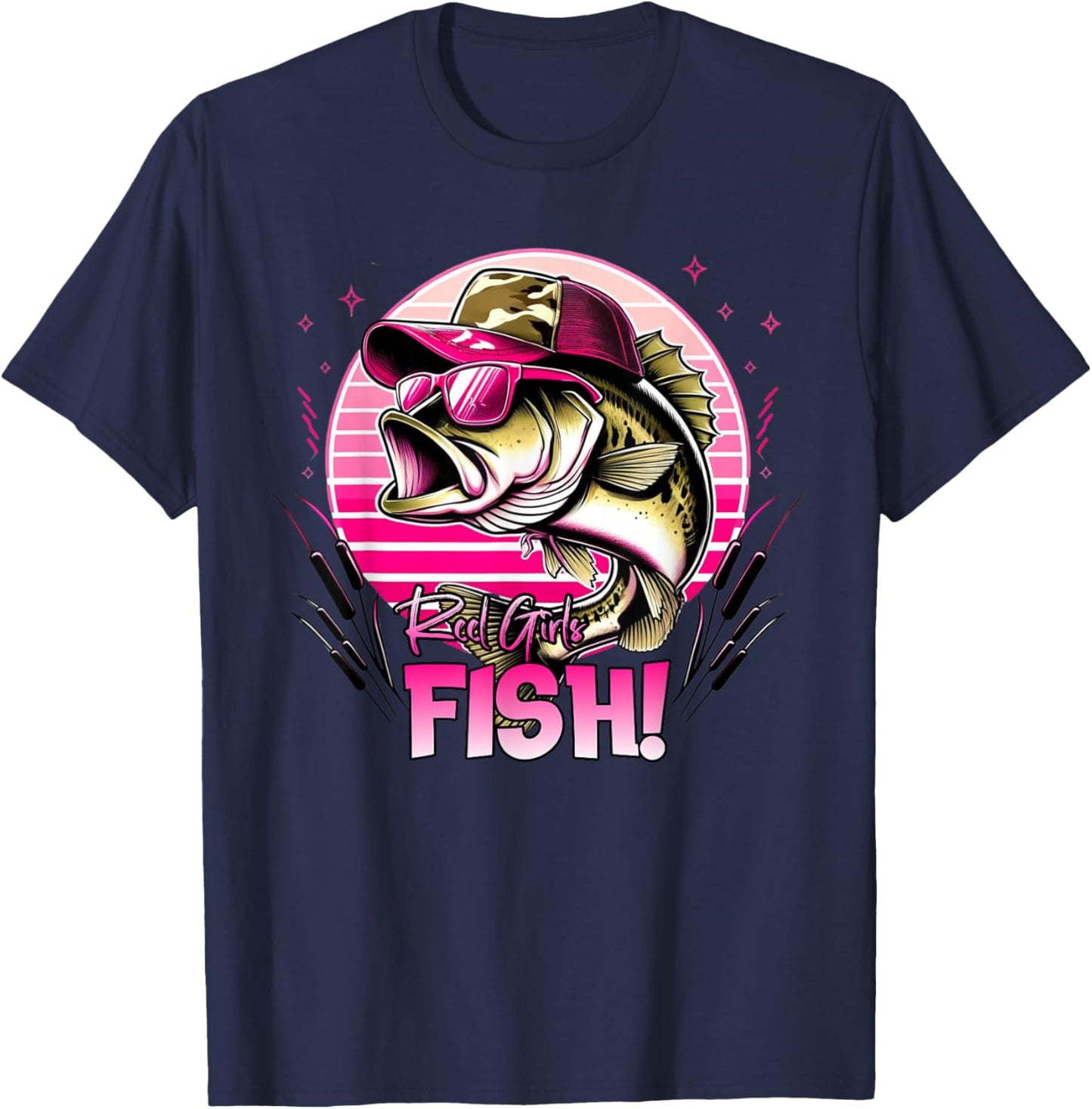 Fishing Women's Reel Girls Fish Fishing Girls That Like Pink T-Shirt - T-Shirt | Navy