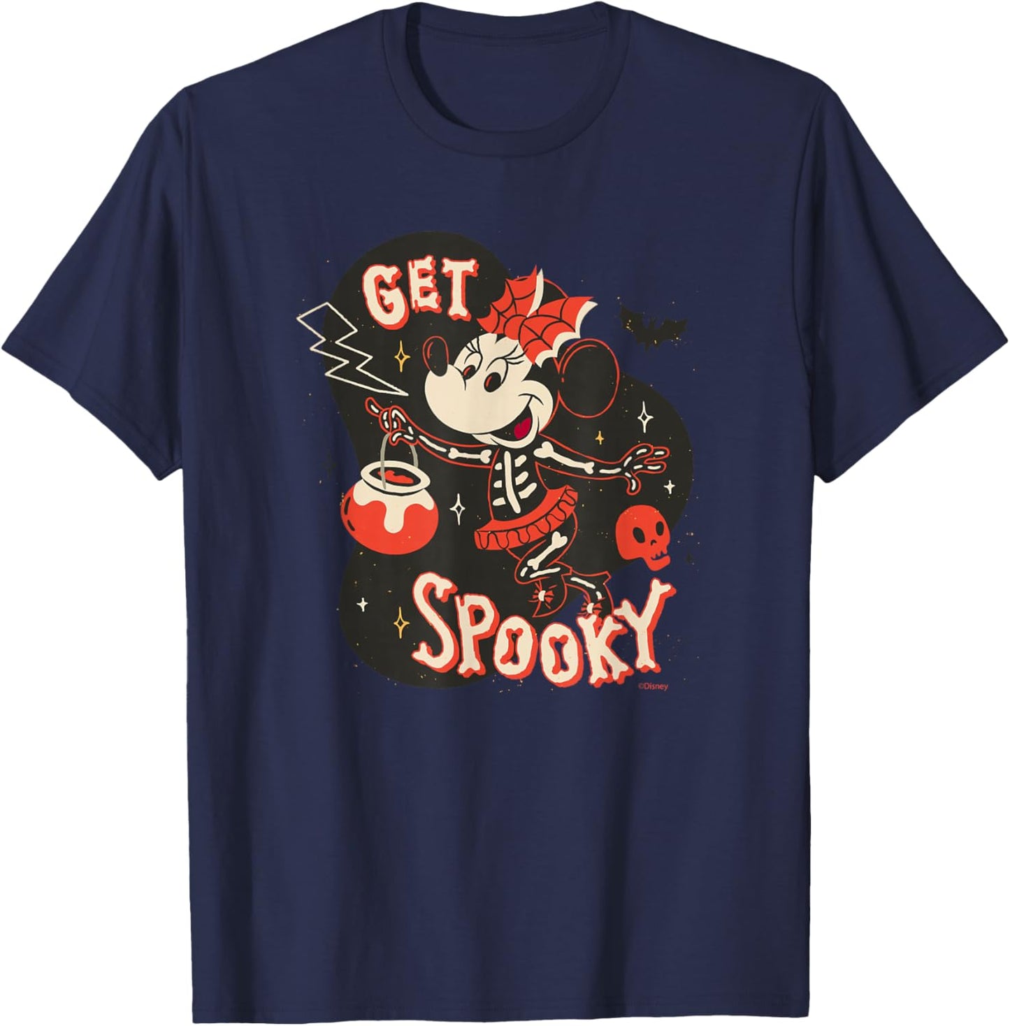 Disney Minnie Mouse Halloween Skeleton Costume Get Spooky T-Shirt - T-Shirt | Navy