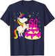 50th Bday Unicorn Rainbow Cake Theme Birthday Party T-Shirt - T-Shirt | Navy