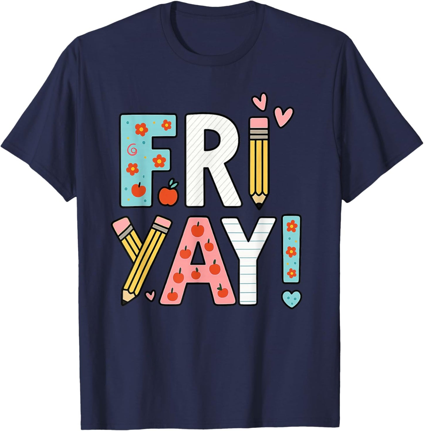 Friyay Fun Colorful Friday Celebration T-Shirt - T-Shirt | Navy