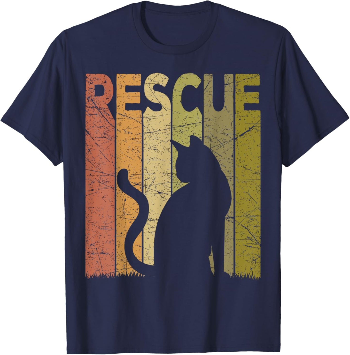 Cat Rescue Vintage Cat Rescuer Retro Cat Rescue Women Girls Kids T-Shirt - T-Shirt | Navy